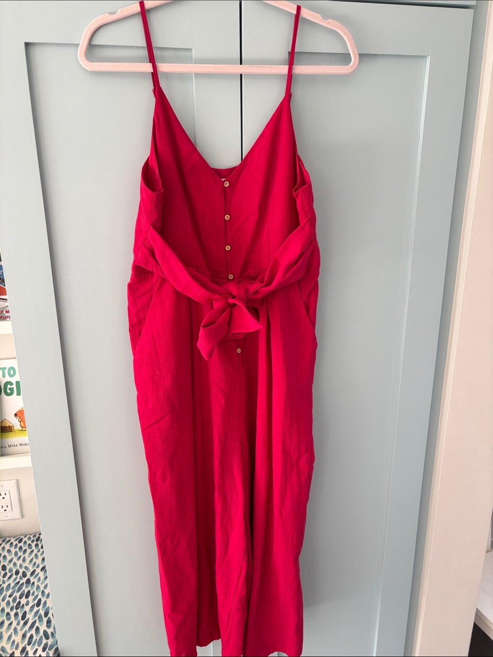 Sleeveless Tie-Waist Pink Cropped Jumpsuit